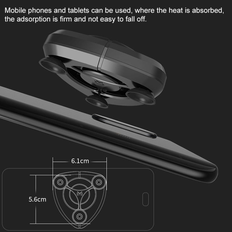 MeMo FL02 USB Suction Cup Type Mobile Phone Cooling Handle with Super Mute Fan, Suitable for Mobile Phones Over 56mm Width