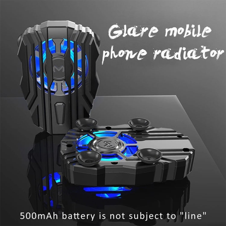 MeMo FL01 Micro USB Rechargeable Suction Cup Type Mobile Phone Cooling Handle with Three-speed Adjustable Mute Glare Fan, Suitable for Mobile Phones Over 50mm Width