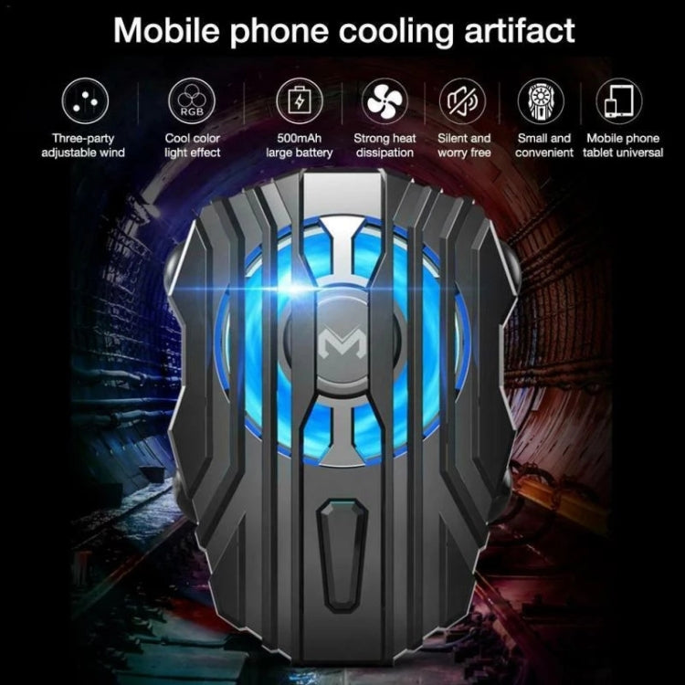 MeMo FL01 Micro USB Rechargeable Suction Cup Type Mobile Phone Cooling Handle with Three-speed Adjustable Mute Glare Fan, Suitable for Mobile Phones Over 50mm Width