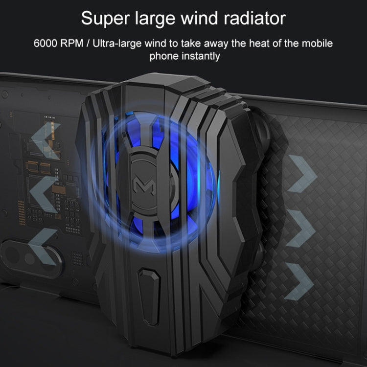 MeMo FL01 Micro USB Rechargeable Suction Cup Type Mobile Phone Cooling Handle with Three-speed Adjustable Mute Glare Fan, Suitable for Mobile Phones Over 50mm Width