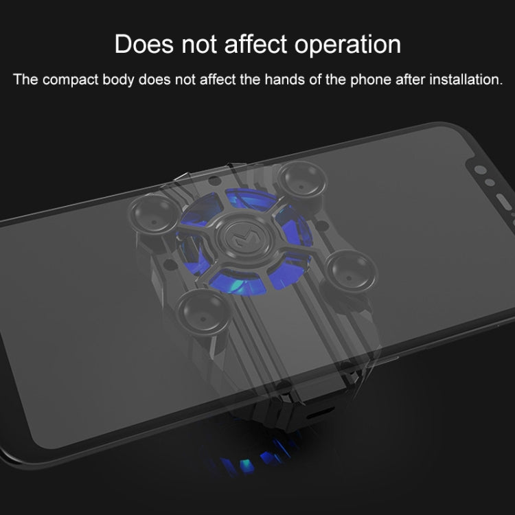MeMo FL01 Micro USB Rechargeable Suction Cup Type Mobile Phone Cooling Handle with Three-speed Adjustable Mute Glare Fan, Suitable for Mobile Phones Over 50mm Width