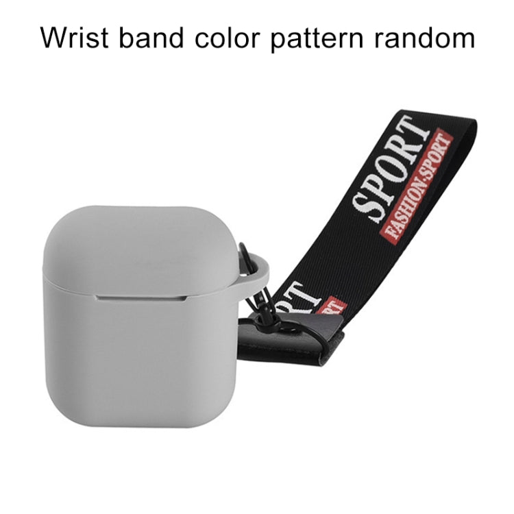 Portable Wireless Bluetooth Earphone Silicone Protective Box Anti-lost Dropproof Storage Bag with Wrist Band for Apple AirPods 1 / 2