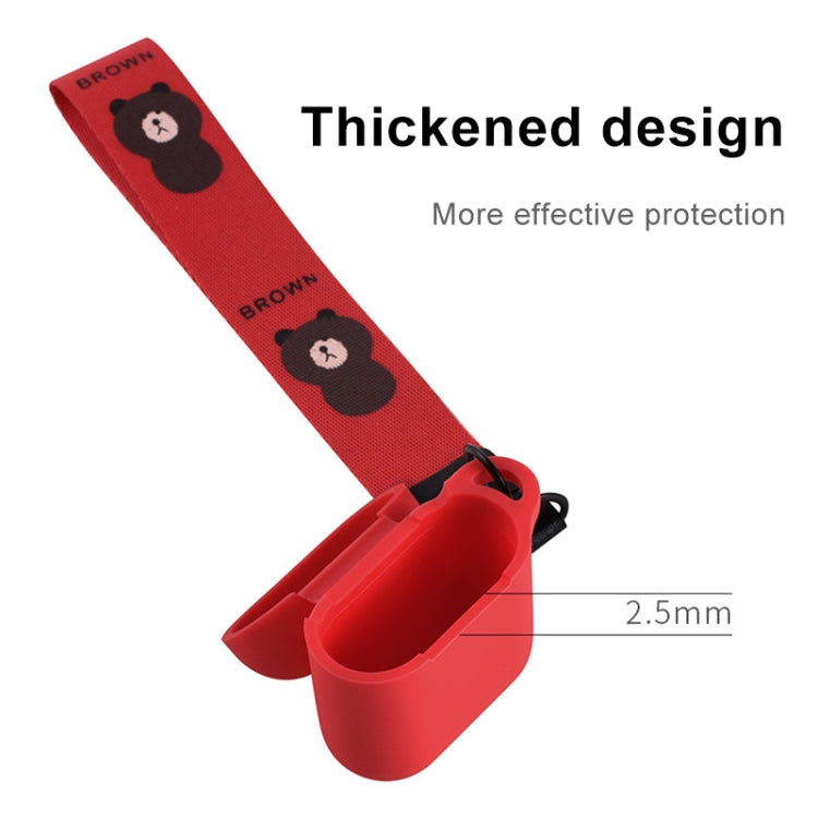 Portable Wireless Bluetooth Earphone Silicone Protective Box Anti-lost Dropproof Storage Bag with Wrist Band for Apple AirPods 1 / 2