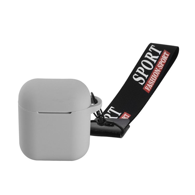 Portable Wireless Bluetooth Earphone Silicone Protective Box Anti-lost Dropproof Storage Bag with Wrist Band for Apple AirPods 1 / 2