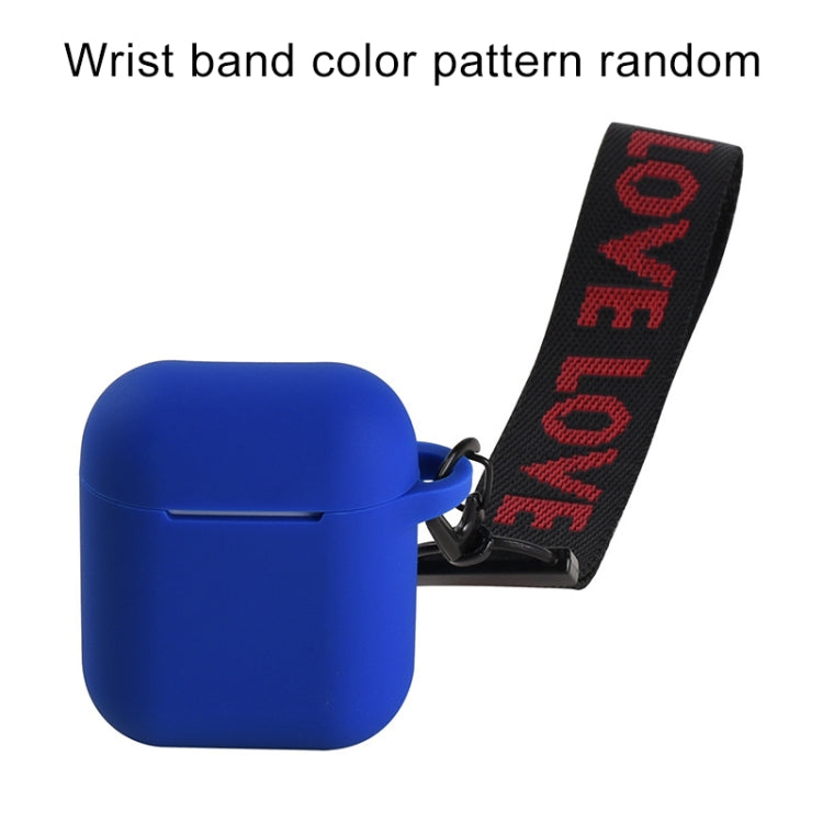 Portable Wireless Bluetooth Earphone Silicone Protective Box Anti-lost Dropproof Storage Bag with Wrist Band for Apple AirPods 1 / 2