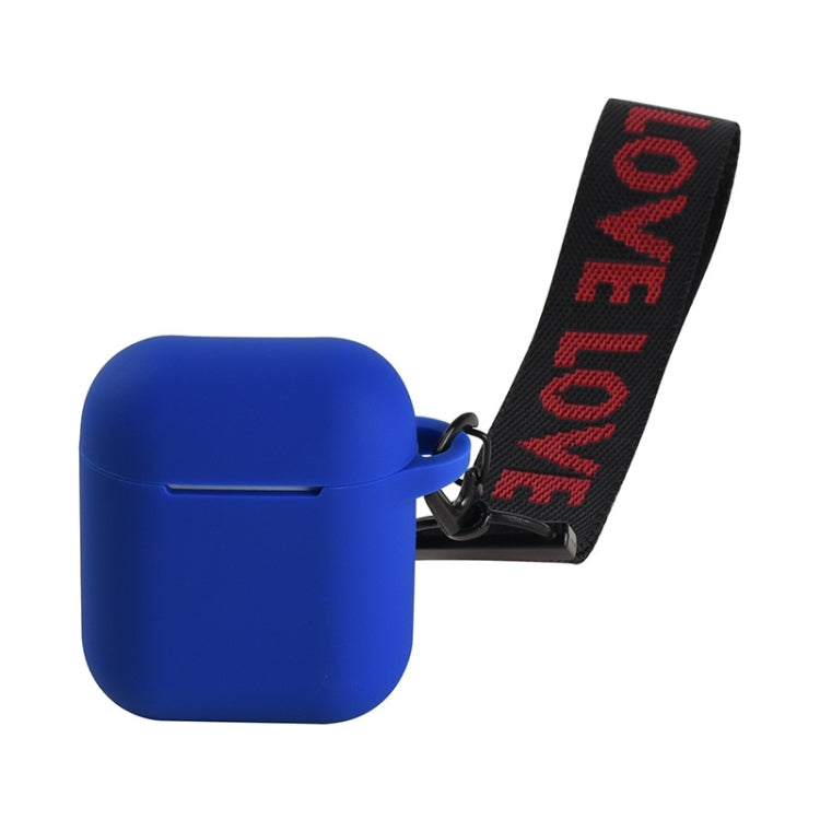 Portable Wireless Bluetooth Earphone Silicone Protective Box Anti-lost Dropproof Storage Bag with Wrist Band for Apple AirPods 1 / 2