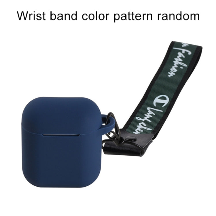 Portable Wireless Bluetooth Earphone Silicone Protective Box Anti-lost Dropproof Storage Bag with Wrist Band for Apple AirPods 1 / 2