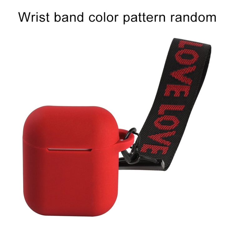 Portable Wireless Bluetooth Earphone Silicone Protective Box Anti-lost Dropproof Storage Bag with Wrist Band for Apple AirPods 1 / 2