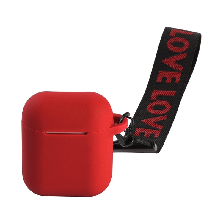 Portable Wireless Bluetooth Earphone Silicone Protective Box Anti-lost Dropproof Storage Bag with Wrist Band for Apple AirPods 1 / 2