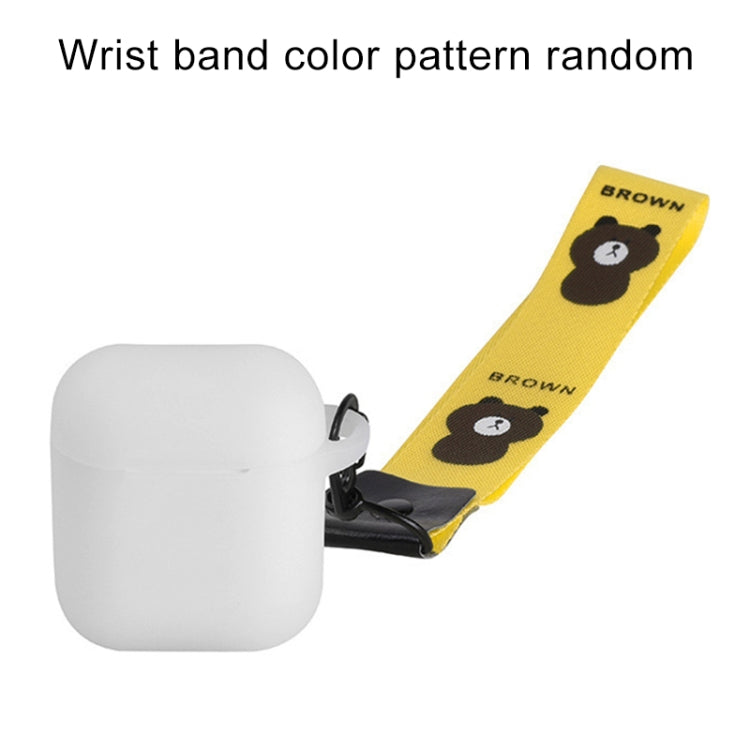 Portable Wireless Bluetooth Earphone Silicone Protective Box Anti-lost Dropproof Storage Bag with Wrist Band for Apple AirPods 1 / 2