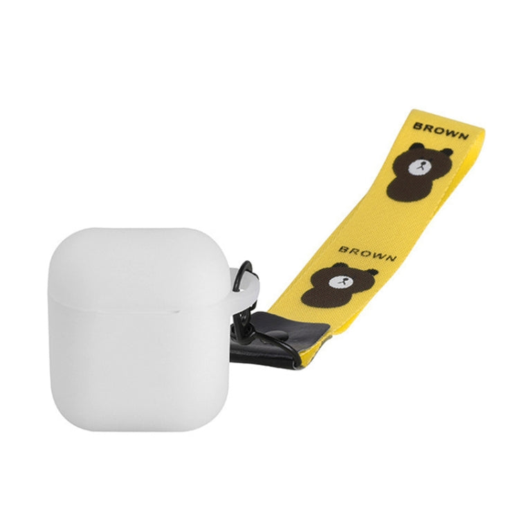 Portable Wireless Bluetooth Earphone Silicone Protective Box Anti-lost Dropproof Storage Bag with Wrist Band for Apple AirPods 1 / 2