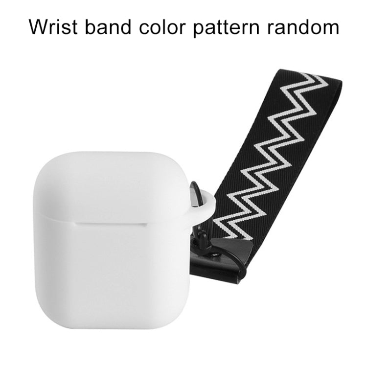 Portable Wireless Bluetooth Earphone Silicone Protective Box Anti-lost Dropproof Storage Bag with Wrist Band for Apple AirPods 1 / 2