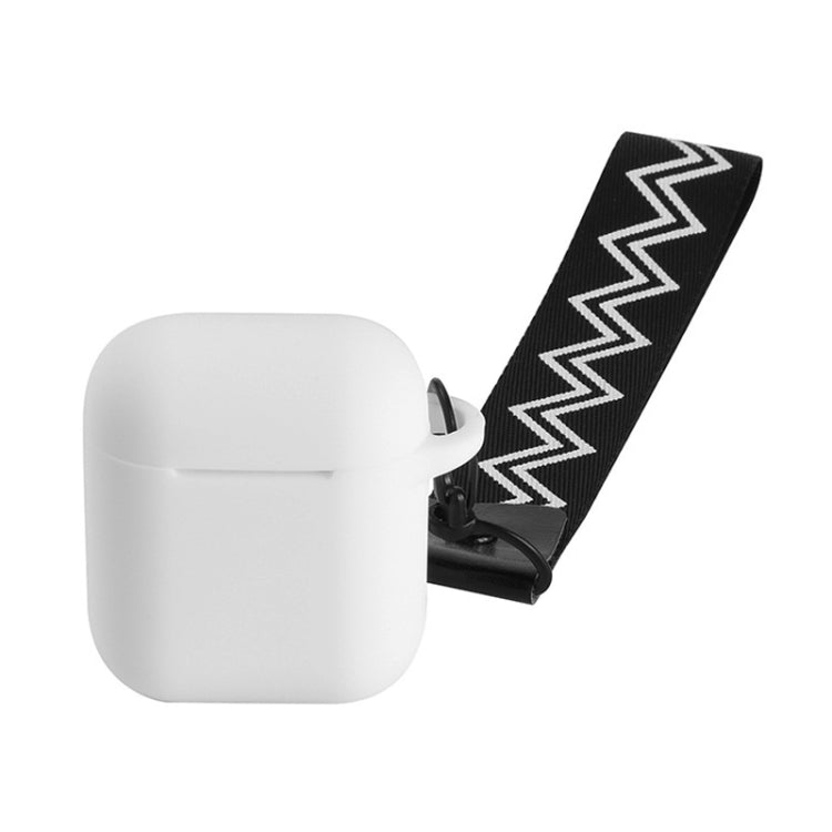 Portable Wireless Bluetooth Earphone Silicone Protective Box Anti-lost Dropproof Storage Bag with Wrist Band for Apple AirPods 1 / 2