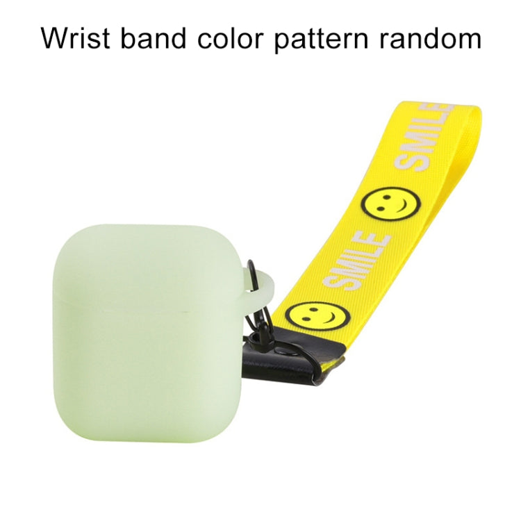 Portable Wireless Bluetooth Earphone Silicone Protective Box Anti-lost Dropproof Storage Bag with Wrist Band for Apple AirPods 1 / 2