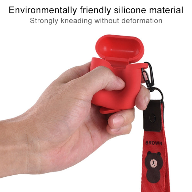Portable Wireless Bluetooth Earphone Silicone Protective Box Anti-lost Dropproof Storage Bag with Wrist Band for Apple AirPods 1 / 2