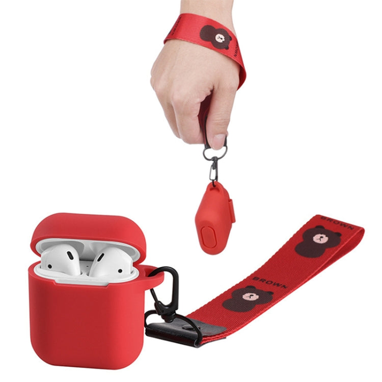 Portable Wireless Bluetooth Earphone Silicone Protective Box Anti-lost Dropproof Storage Bag with Wrist Band for Apple AirPods 1 / 2