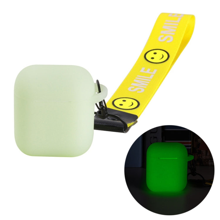 Portable Wireless Bluetooth Earphone Silicone Protective Box Anti-lost Dropproof Storage Bag with Wrist Band for Apple AirPods 1 / 2