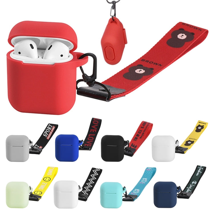 Portable Wireless Bluetooth Earphone Silicone Protective Box Anti-lost Dropproof Storage Bag with Wrist Band for Apple AirPods 1 / 2