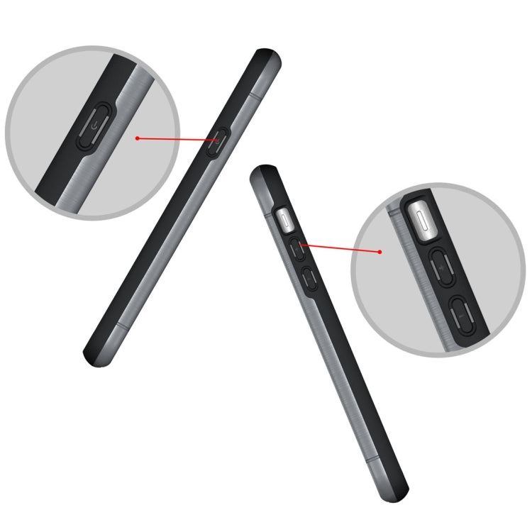 For iPhone X / XS Brushed Texture Protective Back Cover Case with Holder & Card Slot