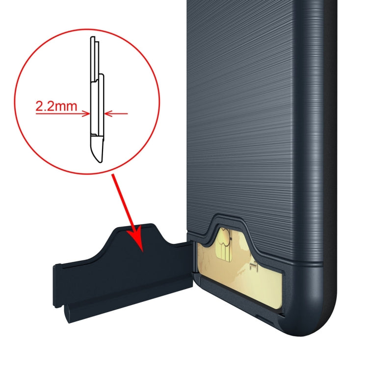 For iPhone X / XS Brushed Texture Protective Back Cover Case with Holder & Card Slot