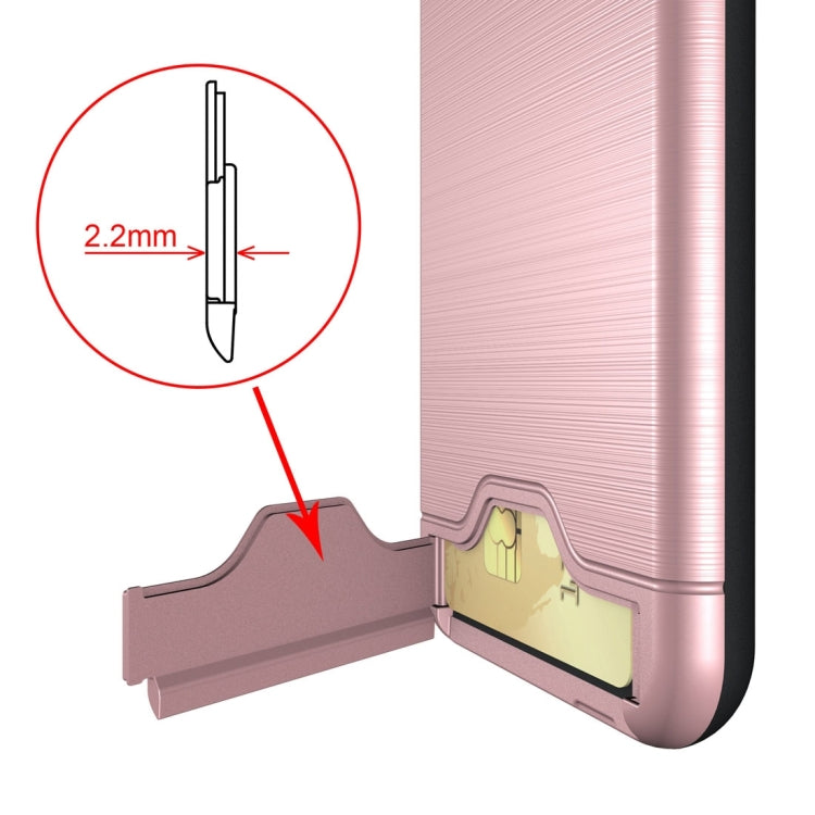 For iPhone X / XS Brushed Texture Protective Back Cover Case with Holder & Card Slot