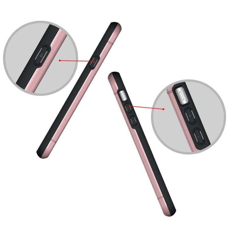 For iPhone X / XS Brushed Texture Protective Back Cover Case with Holder & Card Slot