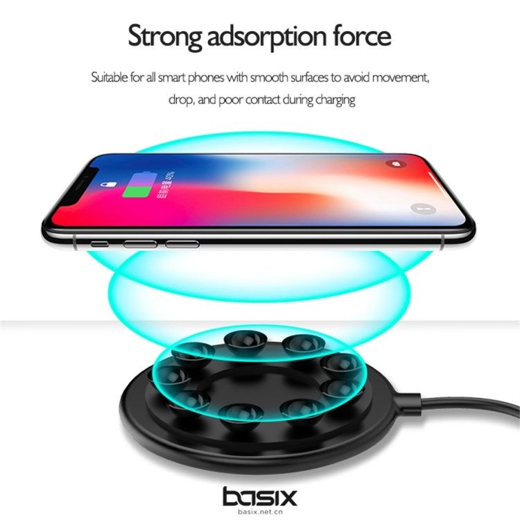 Basix C1 10W Sucker Round Metal Fast Charging Wireless Charger (Black)