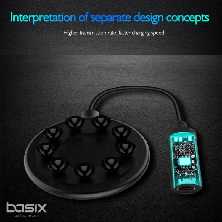 Basix C1 10W Sucker Round Metal Fast Charging Wireless Charger (Black)