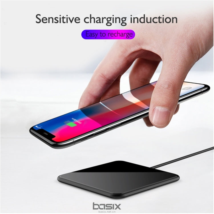 Basix C2 10W Ultrathin Metal Square Mirror Surface Fast Charging Wireless Charger (Black)