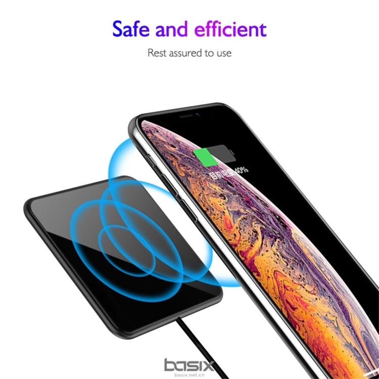Basix C2 10W Ultrathin Metal Square Mirror Surface Fast Charging Wireless Charger (Black)