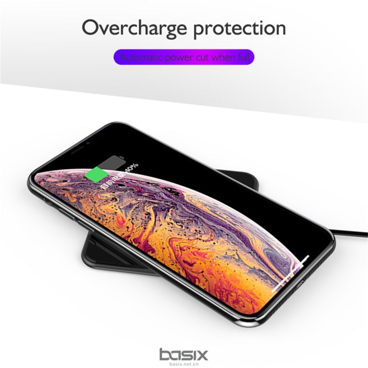Basix C2 10W Ultrathin Metal Square Mirror Surface Fast Charging Wireless Charger (Black)