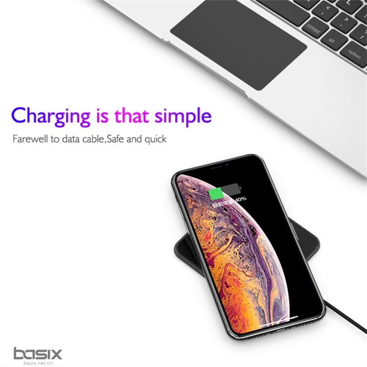 Basix C2 10W Ultrathin Metal Square Mirror Surface Fast Charging Wireless Charger (Black)
