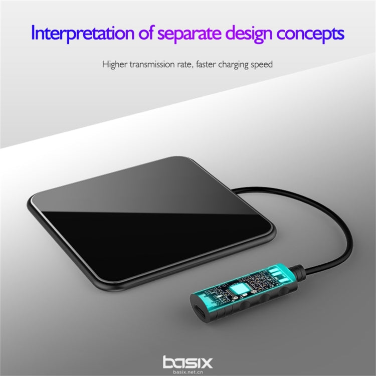 Basix C2 10W Ultrathin Metal Square Mirror Surface Fast Charging Wireless Charger (Black)