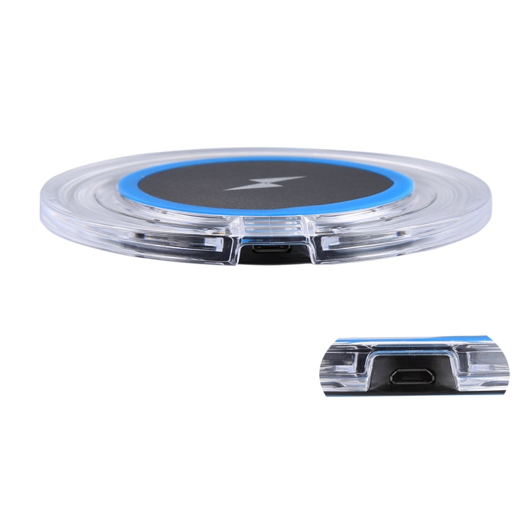 H8 5W  5V / 1A Universal Transparent Frame Qi Standard Fast Wireless Charger with Indicator Light