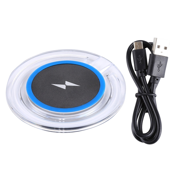 H8 5W  5V / 1A Universal Transparent Frame Qi Standard Fast Wireless Charger with Indicator Light