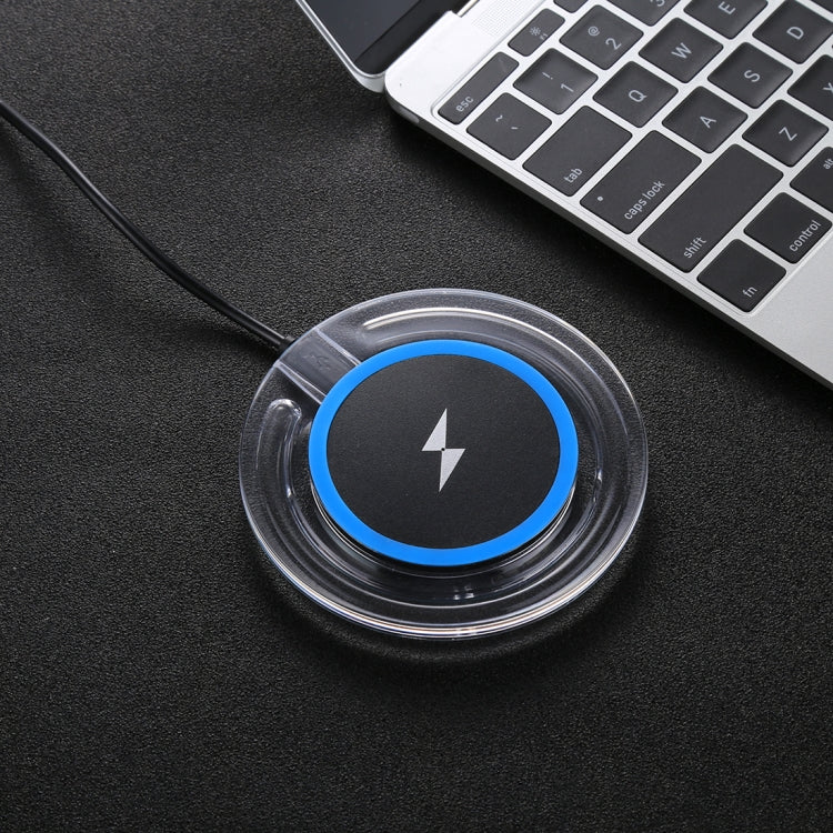 H8 5W  5V / 1A Universal Transparent Frame Qi Standard Fast Wireless Charger with Indicator Light