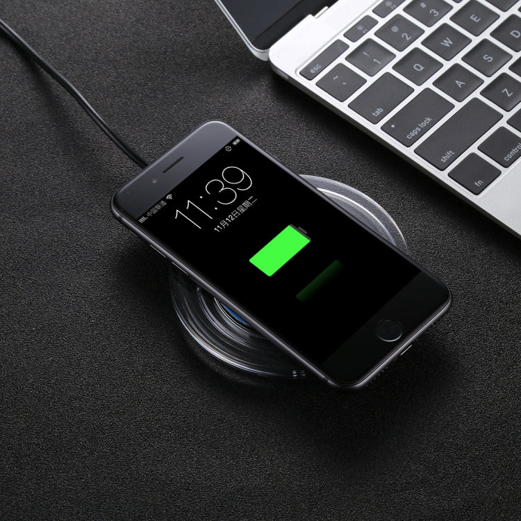 H8 5W  5V / 1A Universal Transparent Frame Qi Standard Fast Wireless Charger with Indicator Light