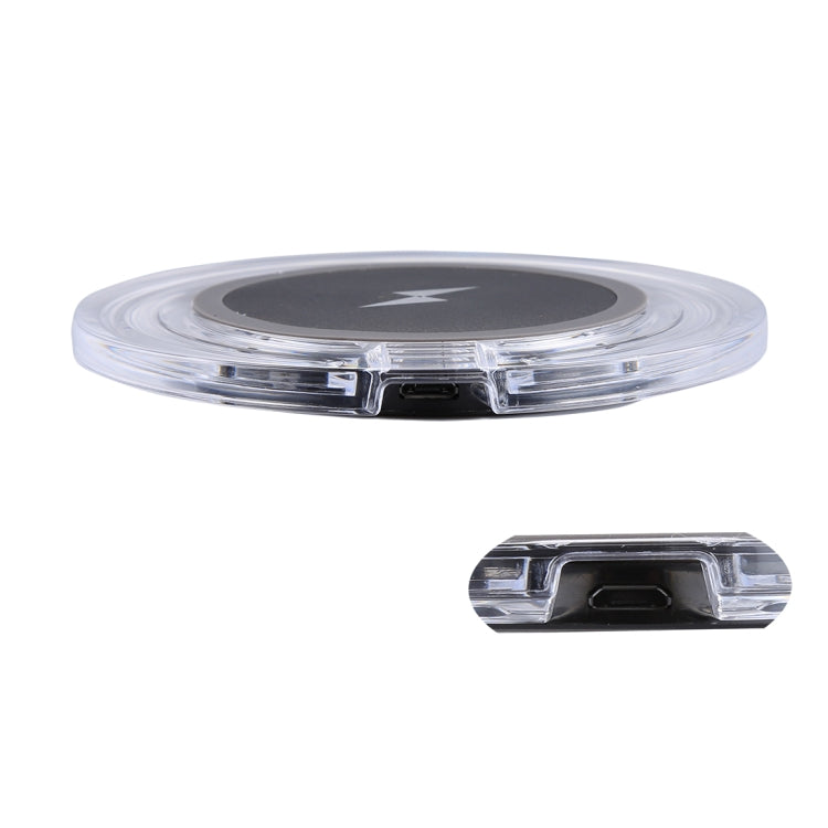 H8 5W  5V / 1A Universal Transparent Frame Qi Standard Fast Wireless Charger with Indicator Light