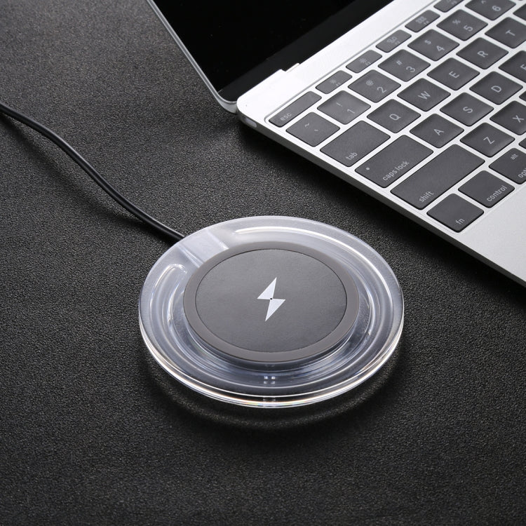 H8 5W  5V / 1A Universal Transparent Frame Qi Standard Fast Wireless Charger with Indicator Light