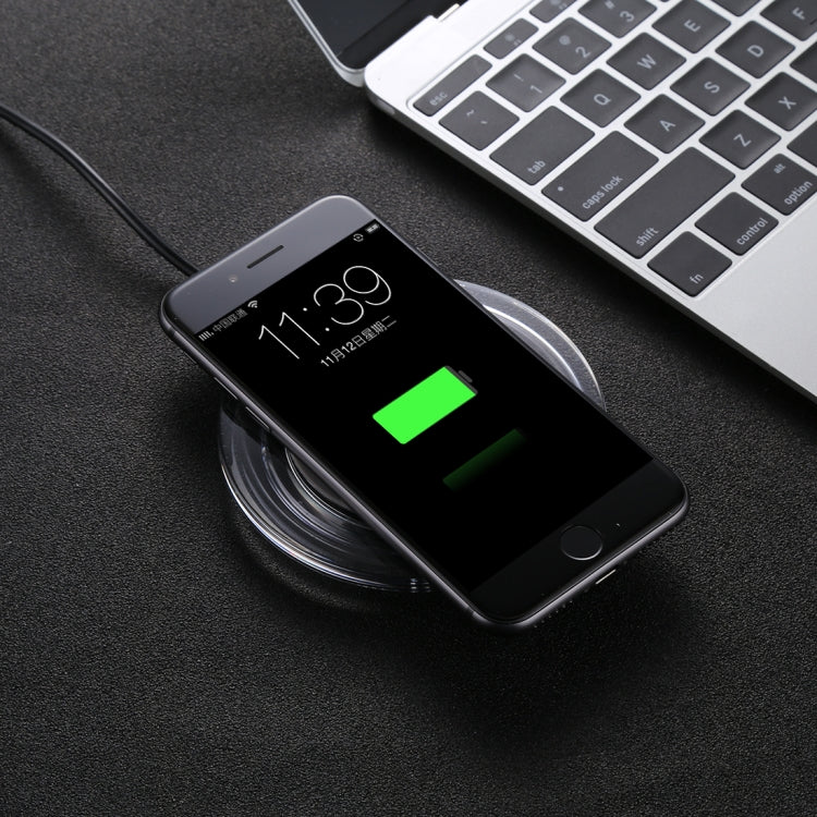 H8 5W  5V / 1A Universal Transparent Frame Qi Standard Fast Wireless Charger with Indicator Light