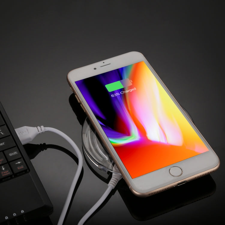 H8 5W  5V / 1A Universal Transparent Frame Qi Standard Fast Wireless Charger with Indicator Light