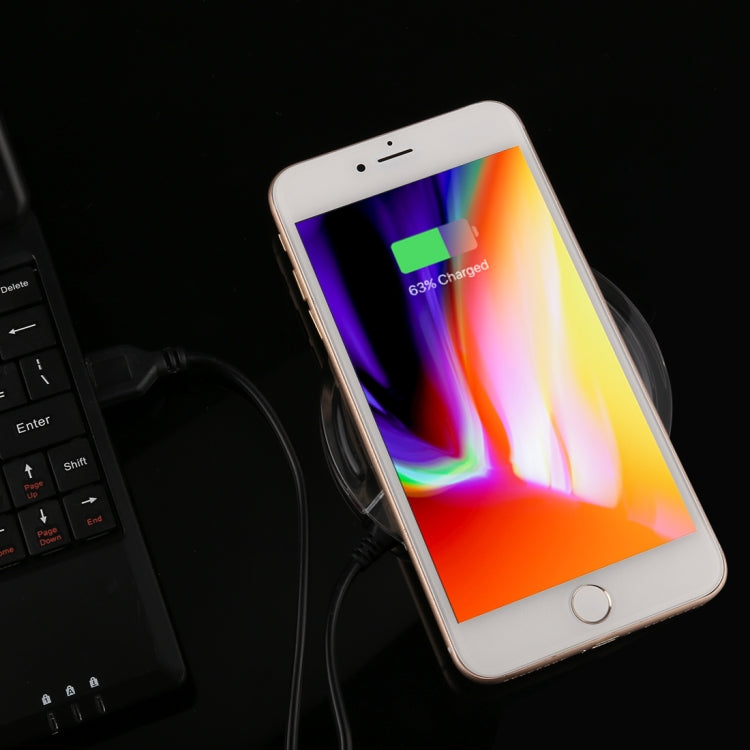 H8 5W  5V / 1A Universal Transparent Frame Qi Standard Fast Wireless Charger with Indicator Light