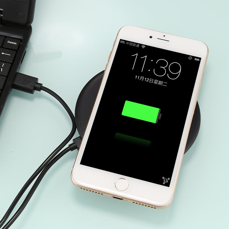 5V / 9V 1.67A Output Power 10W Qi Standard Ultra-thin Fast Wireless Charger With Indicator Light, For iPhone, Galaxy, Huawei, Xiaomi, LG, HTC and Other QI Standard Smart Phones (Black)