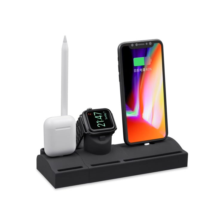 CT03 5 in 1 Silicone Charging Dock Station for iPhone & Apple Watch & Airpods, with Bracket Funtcion