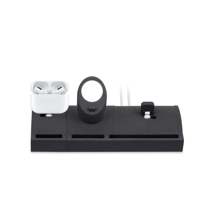 CT03 5 in 1 Silicone Charging Dock Station for iPhone & Apple Watch & Airpods, with Bracket Funtcion