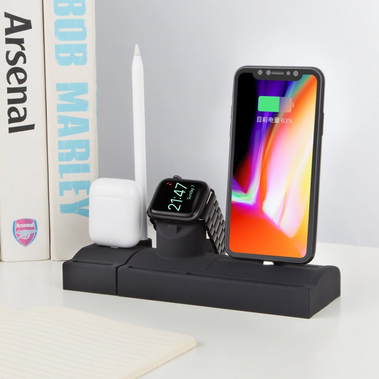 CT03 5 in 1 Silicone Charging Dock Station for iPhone & Apple Watch & Airpods, with Bracket Funtcion