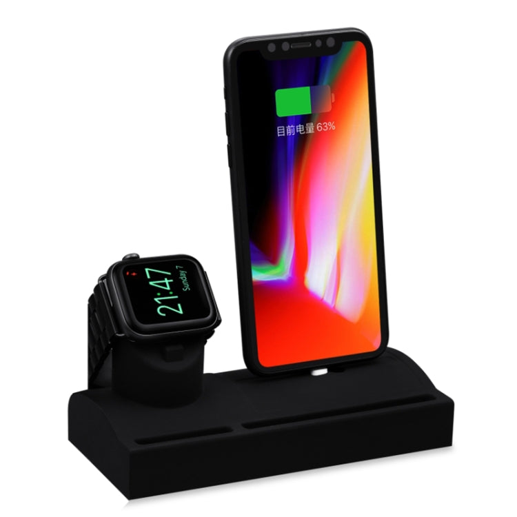 CT04 2 in 1 Silicone Charging Dock Station for iPhone & Apple Watch & Airpods, with Bracket Funtcion