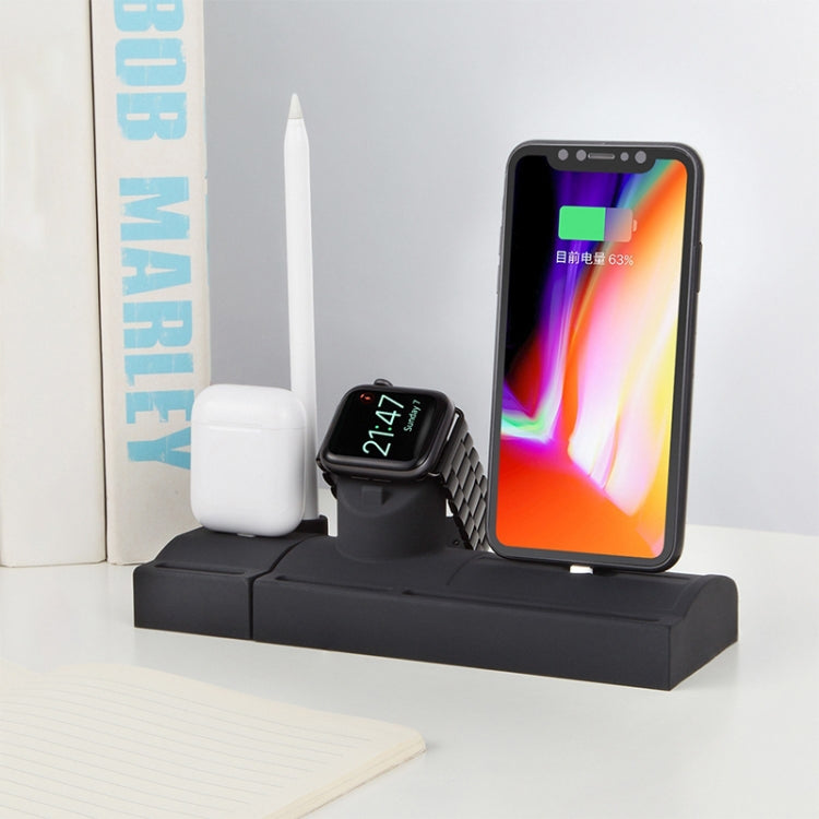 CT04 2 in 1 Silicone Charging Dock Station for iPhone & Apple Watch & Airpods, with Bracket Funtcion