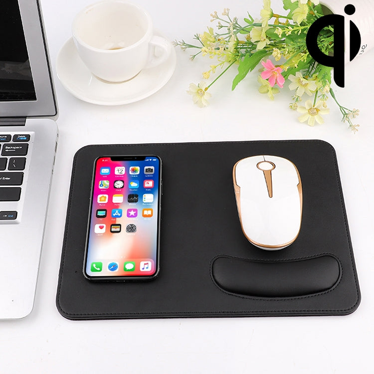 Smart Qi Standard Wireless Fast Charging PU Mouse Pad with Wrist Pad, Size: 27cm x 19.5cm