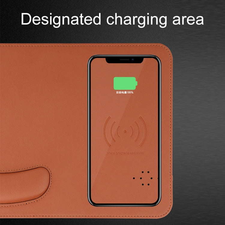Smart Qi Standard Wireless Fast Charging PU Mouse Pad with Wrist Pad, Size: 27cm x 19.5cm
